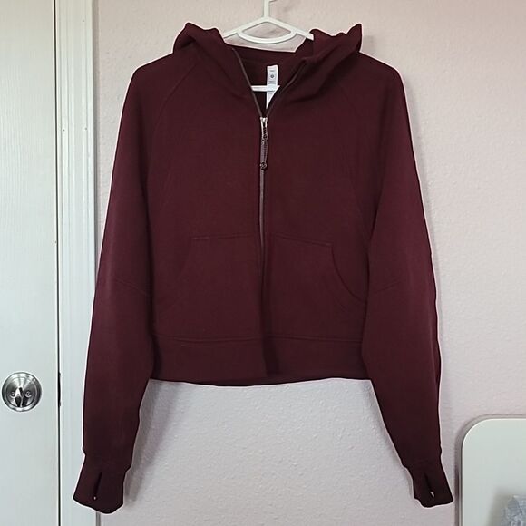 Lululemon Scuba Oversized Full Zip Hoodie Jacket Crop Red Merlot XS/S - Picture 5 of 7